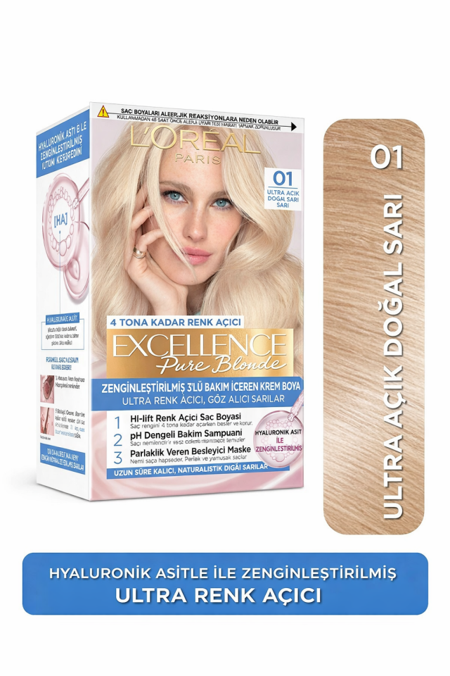 L'Oreal Paris Excellence Creme Saç Boyası 01 Ultra Açık Doğal Sarı