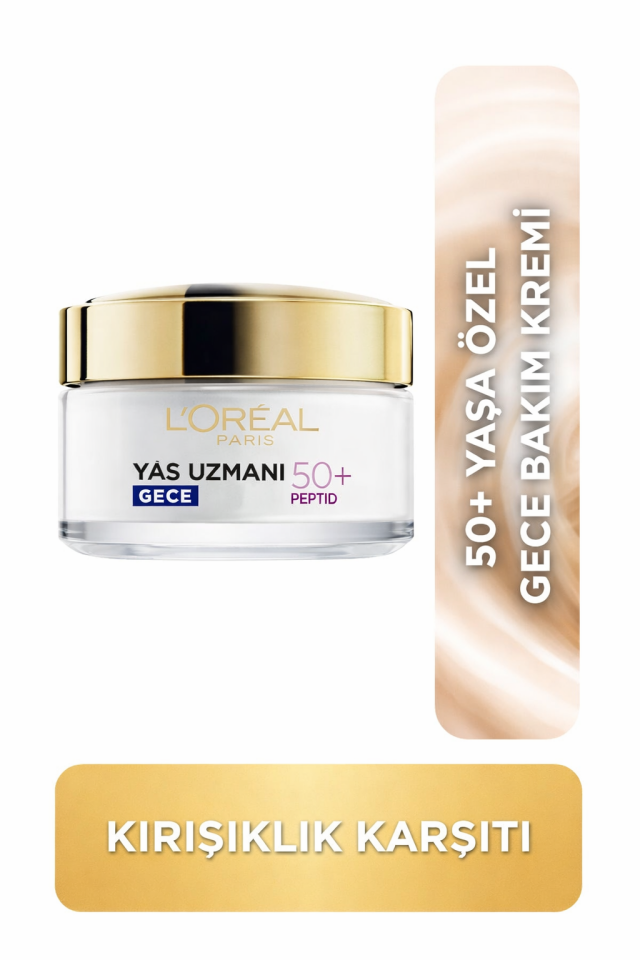 L’Oréal Paris Yaş Uzmanı 50+ Gece Kremi Kırışıklık Karşıtı Yenileyici Bakım Kremi 50 ml