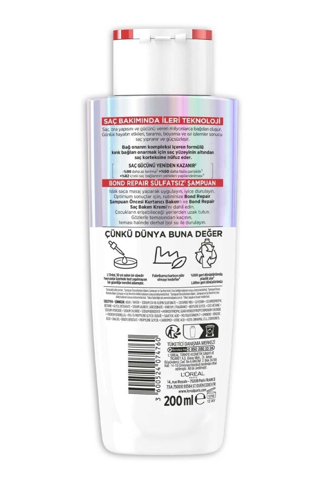 Bond Repair Tüm Yıpranmalar Için Saç Bağlarını Güçlendirici Şampuan 200ml