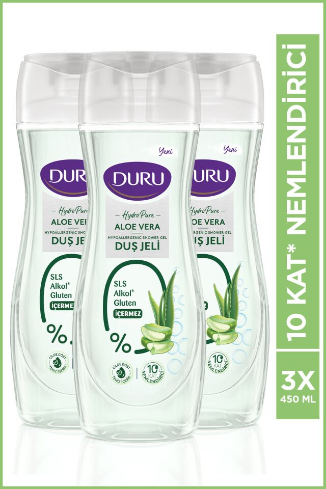 Hydro Pure Aloevera Duş Jeli 3x450ml SLS, Gluten İçermez