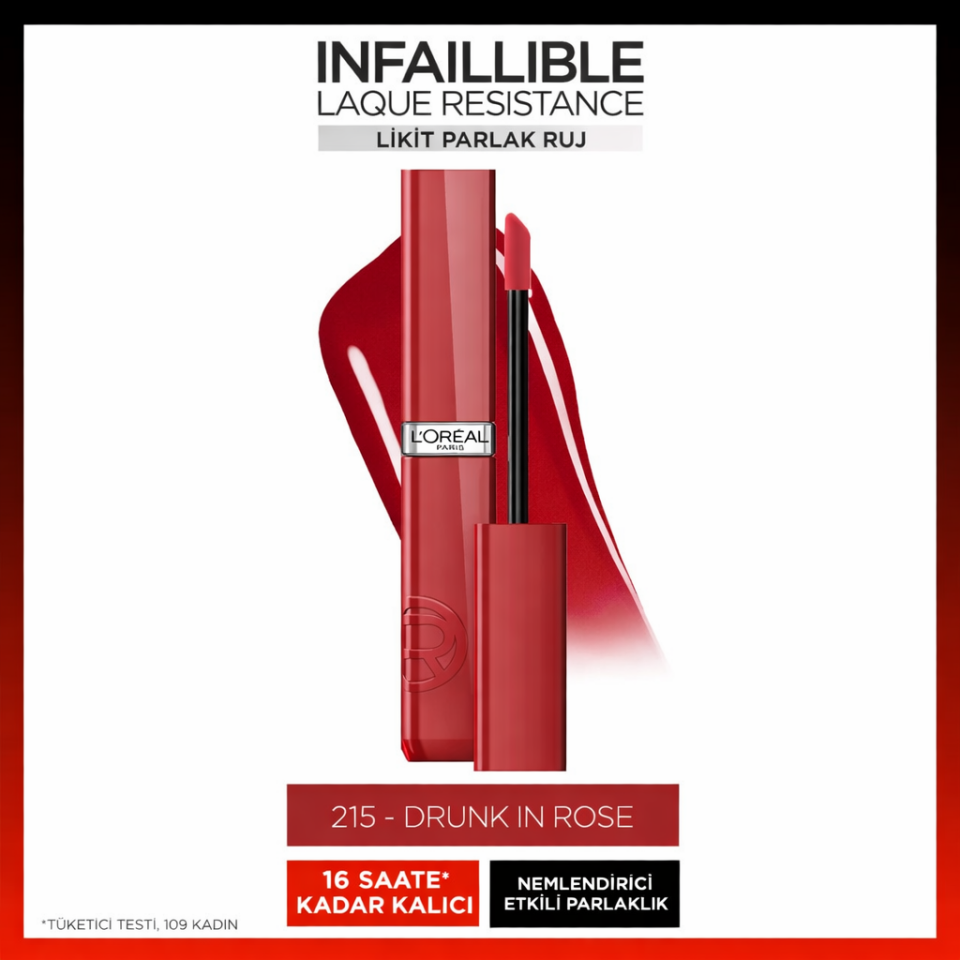 L'Oreal Paris Infaillible Laque Resistance Likit Parlak Ruj - 215 Drunk in Rose