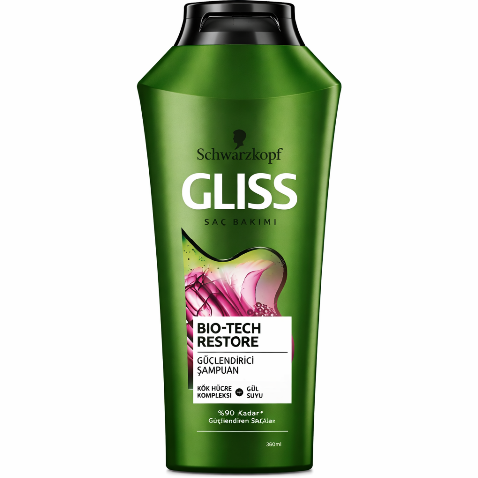 Gliss Bio-Tech Restore Güçlendirici Şampuan- Kök Hücre Kompleksi ve Gül Suyu ile 360 ml
