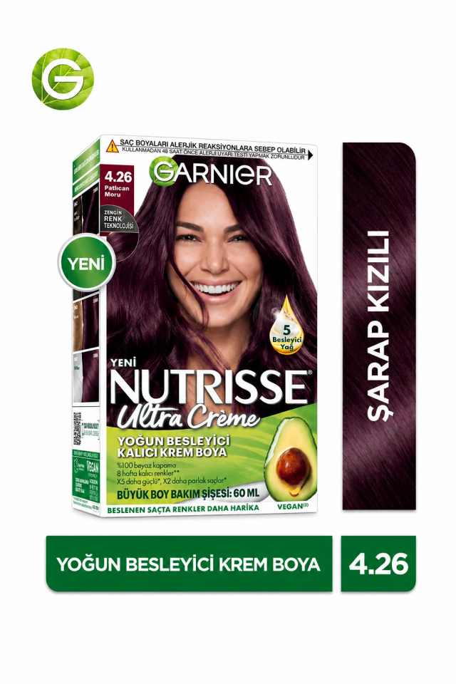 Nutrisse Yoğun Besleyici Kalıcı Krem Saç Boyası 4.26 Patlıcan Moru
