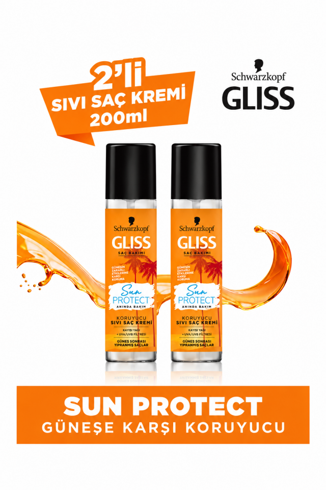 Sun Protect Güneşe Karşı Koruyucu Durulanmayan Sıvı Saç Kremi 200 ML 2'li