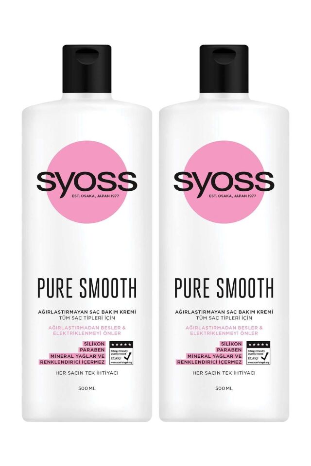 Syoss Pure Smooth Micellar Ağırlaştırmayan Saç Kremi 500ml 2'li
