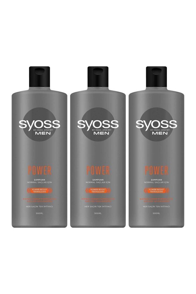 Syoss Men Power Güçlendirici Şampuan 500 ml X 3 Adet