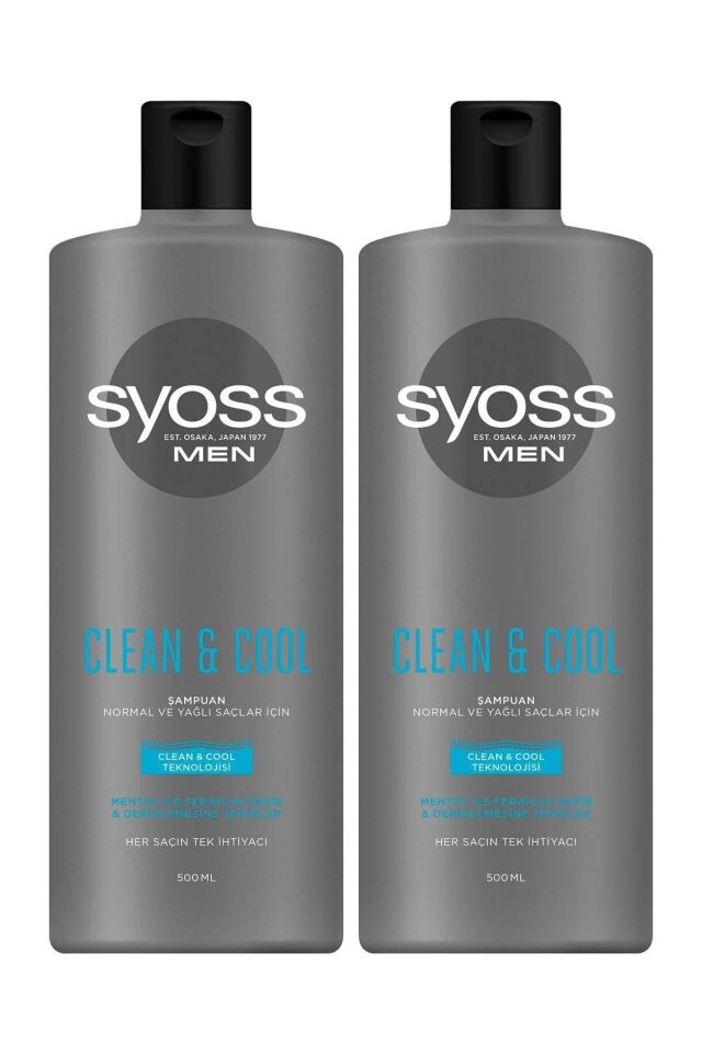 Syoss Men Clean & Cool Mentol Etkili Şampuan 500 ml X 2 Adet