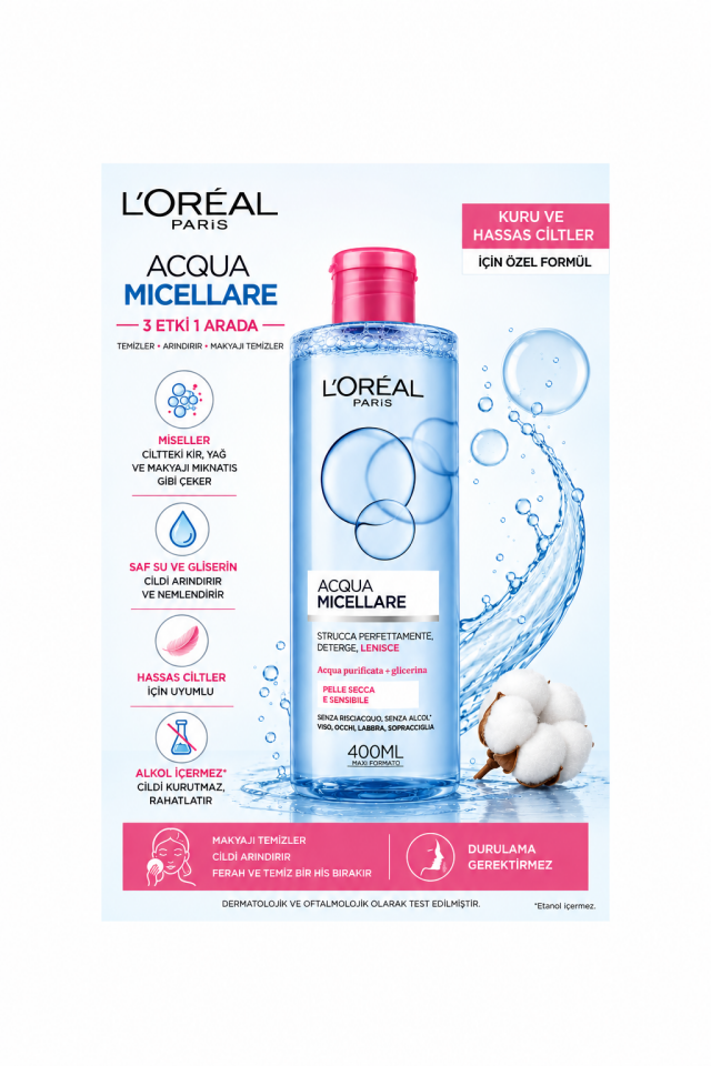 Dermo Expertise Hassas Ciltler Için Kusursuz Makyaj Temizleme Suyu 400 ml