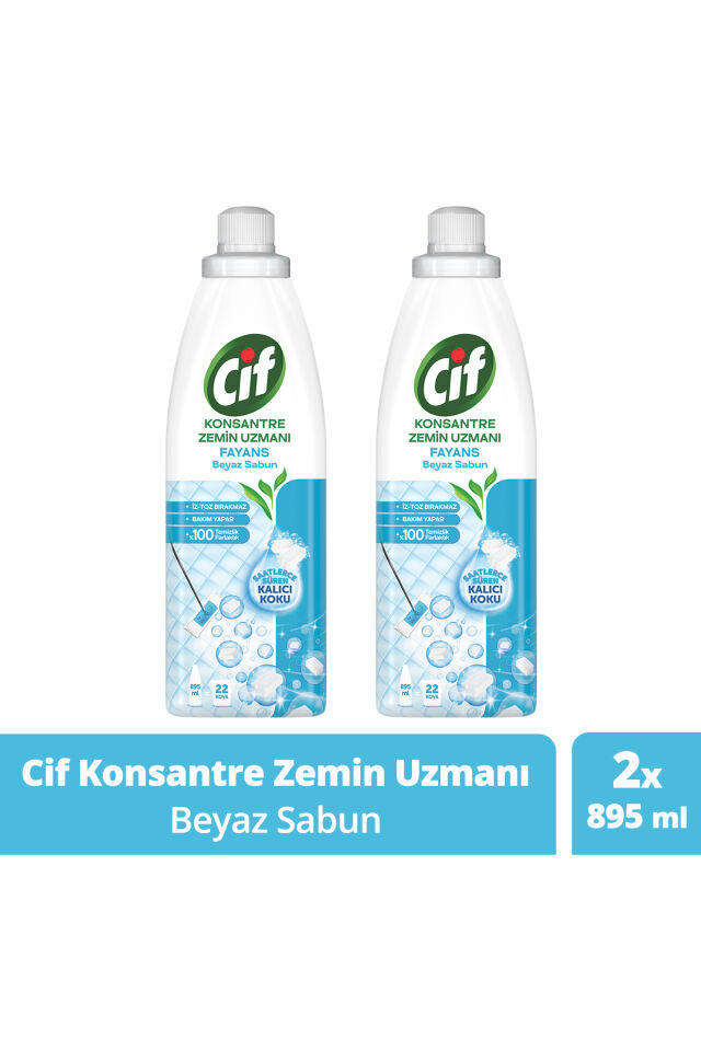 Konsantre Zemin Uzmanı Fayans Beyaz Sabun %100 Temizlik Ve Parlaklık 895 ml 2adet