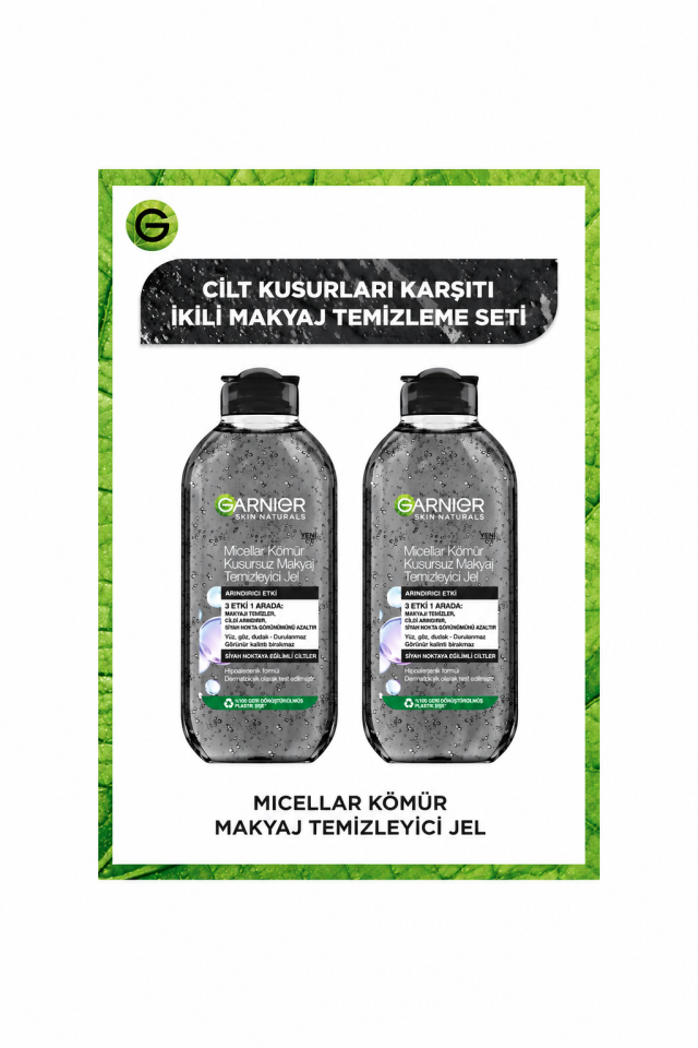 Garnier Micellar Kömür Kusursuz Makyaj Temizleyici Jel 400 Ml 2'li Set