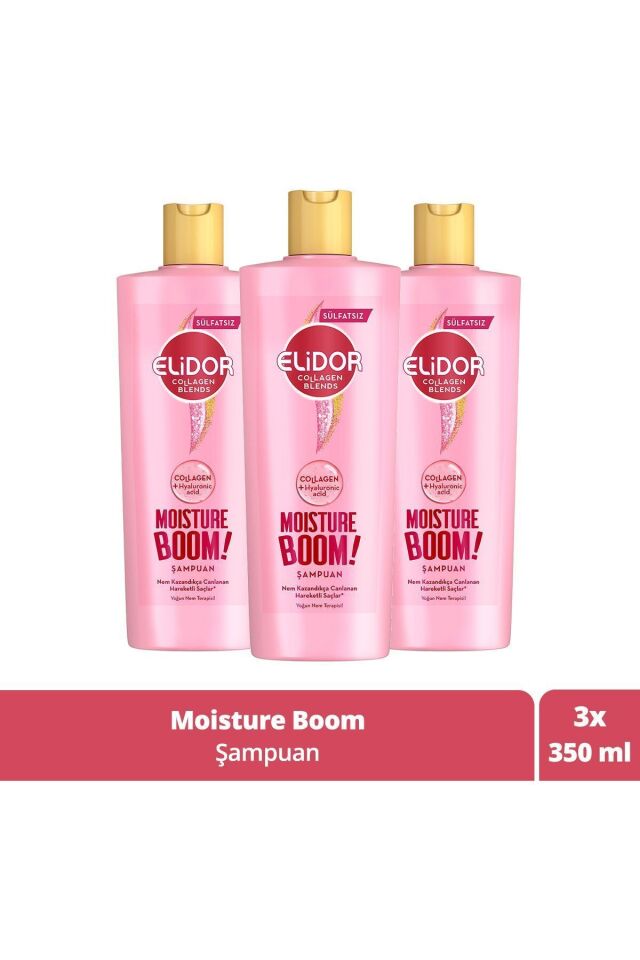 Collagen Blends Sülfatsız Saç Bakım Şampuanı Moisture Boom Yoğun Nem Terapisi 350 ml X3