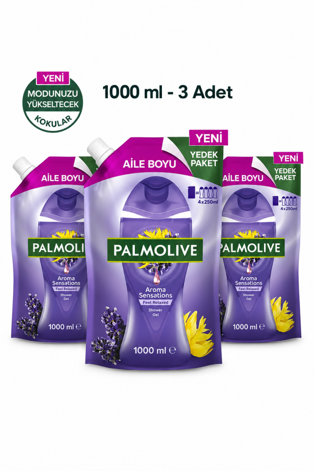 3'lü Set Palmolive Aroma Sensations Feel Relaxed Duş Jeli 1000 ml ve ROSIE