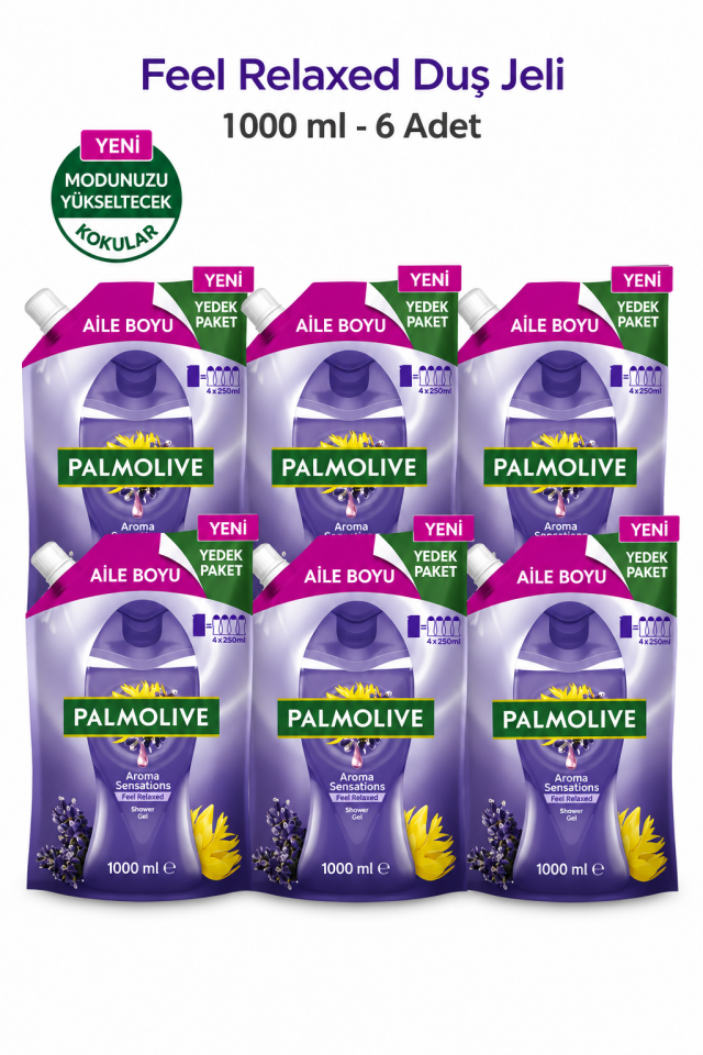 6'lı Set Palmolive Aroma Sensations Feel Relaxed Duş Jeli 1000 ml ve ROSIE
